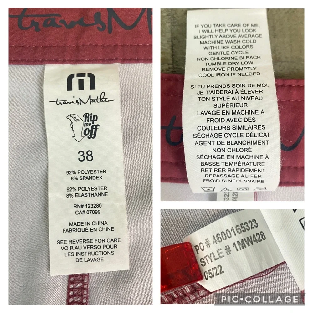 Travis Mathew Unlined Confetti King Ruby Wine Board Shorts Swim Trunks Size 38